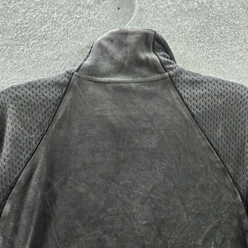 VINTAGE Nike Women Jacket L (12-14) Gray Y2K Embroidered Logo Zipper Velour READ